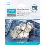 6 Silver Jean Buttons