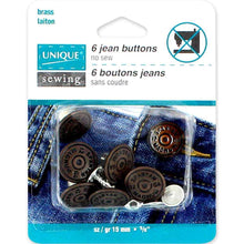 Load image into Gallery viewer, Jean Buttons No Sewing - Antique Brass - 6pcs. - 15mm (5⁄8″)