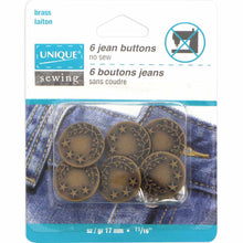 Load image into Gallery viewer, Jean Buttons No Sewing - Antique Brass - 6pcs. - 17mm (5⁄8″)