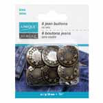 Jean Buttons No Sewing - Antique Brass 5 Stars - 6pcs. - 20mm (3⁄4″)