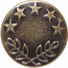 Load image into Gallery viewer, Jean Buttons No Sewing - Antique Brass 5 Stars - 6pcs. - 20mm (3⁄4″)