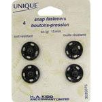 Snap Fasteners Black - size 7 / 15mm (5⁄8″) - 4 sets 3035075