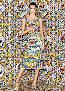 Designer Majolica Floral 100% Silk Organza Panel Only 4x left!    Panel Price