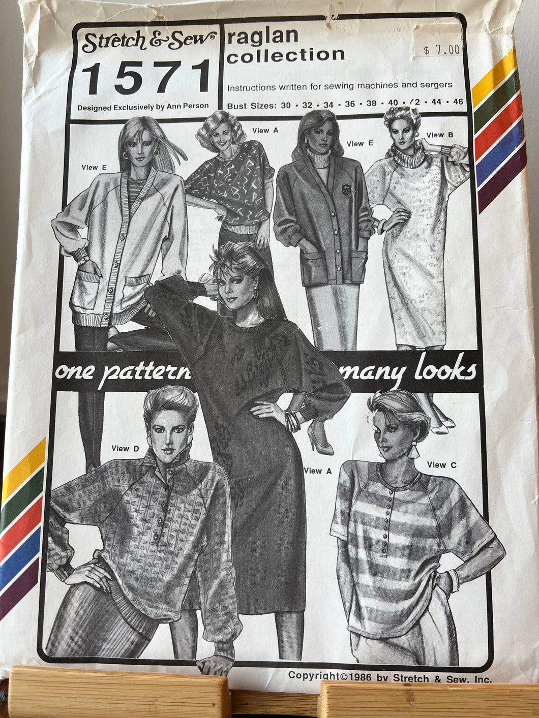 Stretch & Sew 1571 Raglan Collection Size: 30-46 Uncut Sewing Pattern