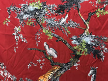 Load image into Gallery viewer, Designer Jungle Print on Burgundy 53% Silk 40% Cotton 7% Elastane     Panel Price