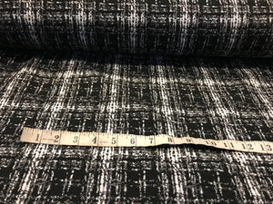 Black & White Plaid Sweater Knit 93% Polyester 5% Rayon 2% Spandex.    1/4 Meter Price