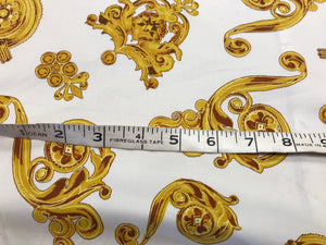 Italian Designer Scroll & Hearts White 100% Cotton Shirting   1/4 Meter Price