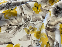 Load image into Gallery viewer, Digital Yellow Floral 100% Silk Charmeuse.  1/4 Metre Price