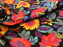 Load image into Gallery viewer, Neon Floral on Black 100% Cotton.   1/4 Metre Price