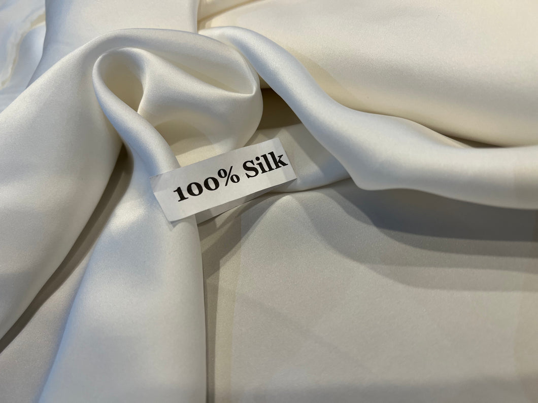 Ivory Snow Satin Faced 100% Silk Twill.   1/4 Metre Price