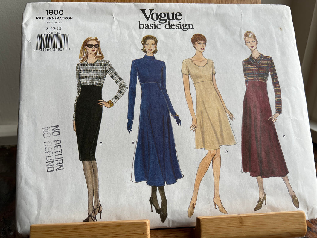Vintage Vogue #1900 Size 8-10-12