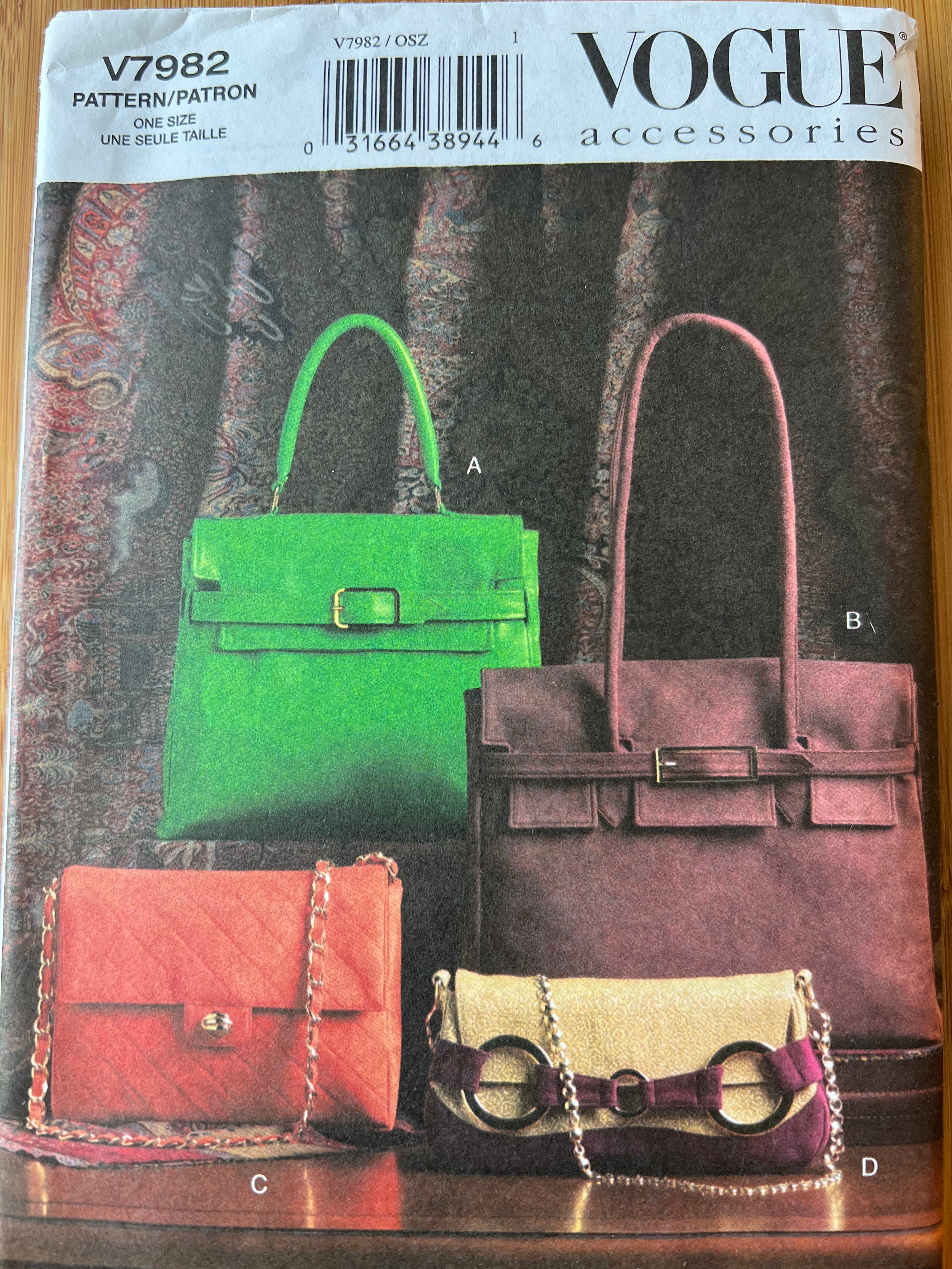 Vogue 7328 Fall Handbags Sewing Pattern Vogue Accessories 