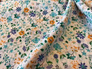 #1210 Aqua & Mustard 100% Cotton Voile Remnant