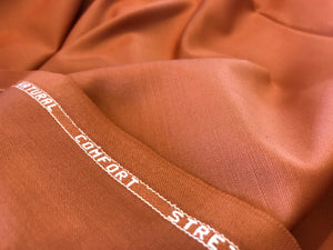 Orange 100% Wool Gabardine Stretch Suiting.    1/4 Metre Price