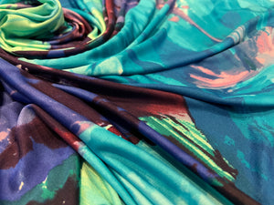 Exclusive Italian Designer Floral 100% Silk Knit     1/4 Meter Price