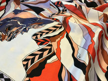 Load image into Gallery viewer, Orange &amp; Lavender Abstract 100% Silk Charmeuse.  1/4 Metre Price