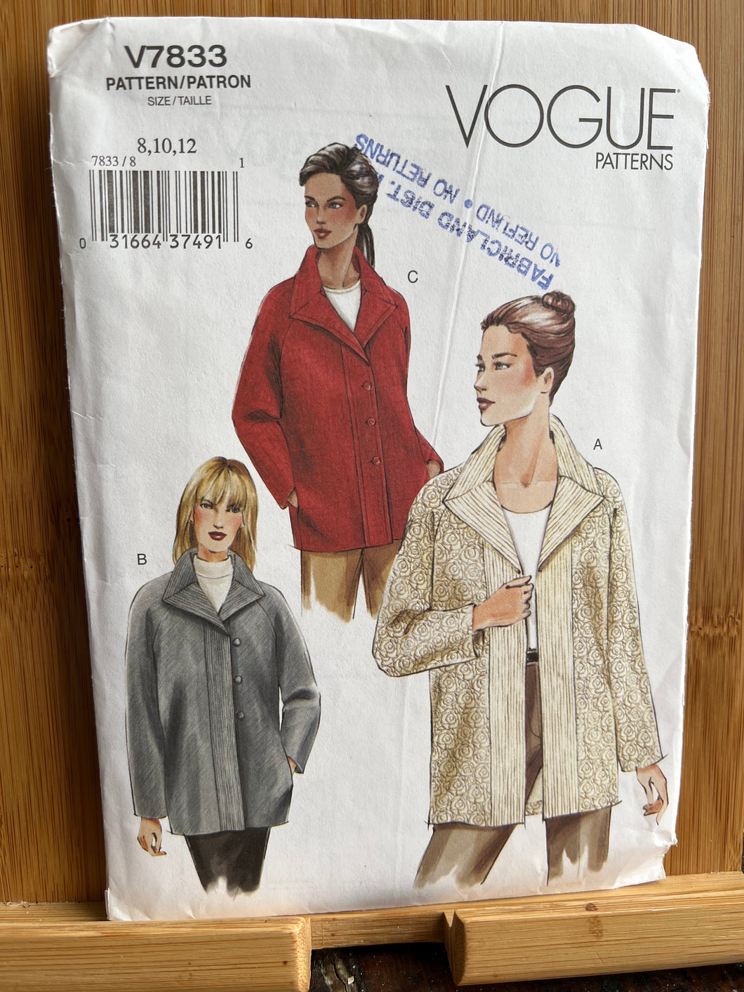 Vintage Vogue # 7833 Size 8-10-12