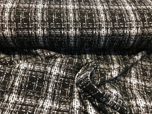 Load image into Gallery viewer, Black &amp; White Plaid Sweater Knit 93% Polyester 5% Rayon 2% Spandex.    1/4 Meter Price