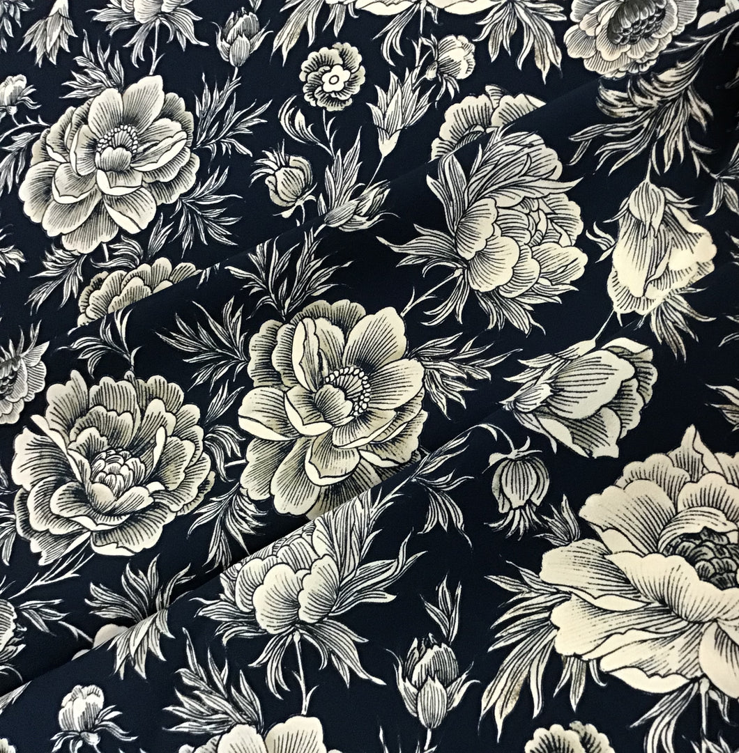 Midnight Navy Floral 100%Rayon