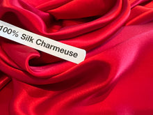 Load image into Gallery viewer, Imported Ruby Red 100% Silk Charmeuse     1/4 Meter Price