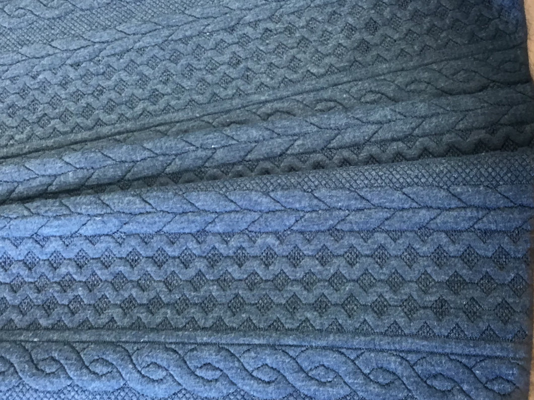 Blue Textured Faux Cable Knit 93% Polyester 5% Rayon 2% Spandex