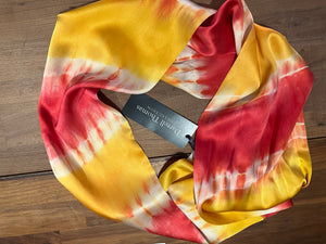 Pink & Yellow 100% Silk Charmeuse Tie Dye Scarf 2x available