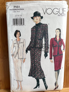 Vintage Vogue #7151 Size 14-16-18