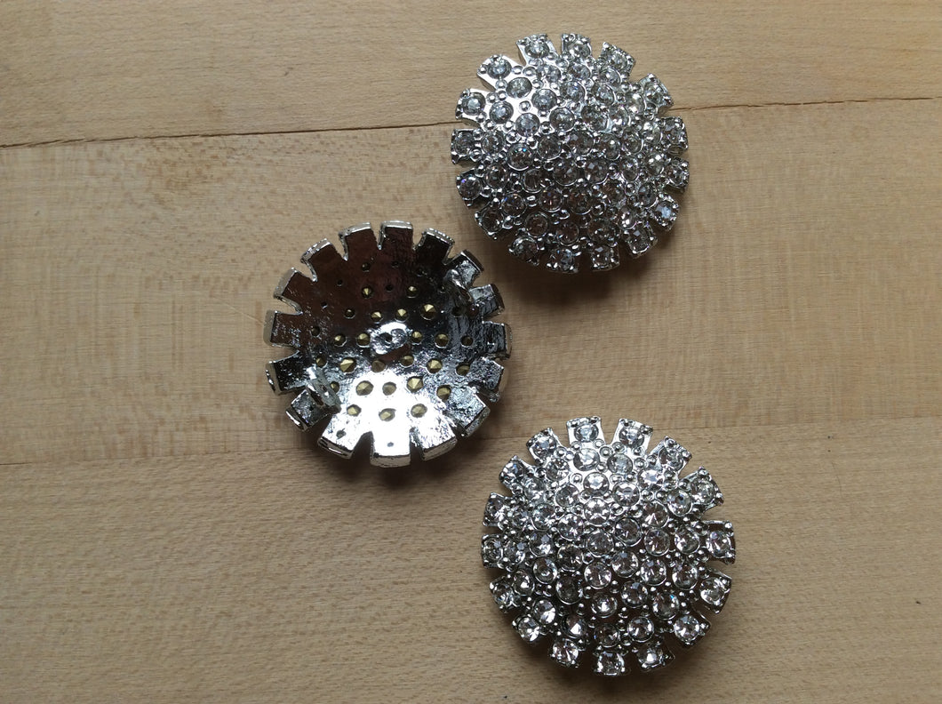 Silver Metal & Rhinestone Button     Price per Button