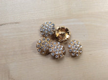 Load image into Gallery viewer, Gold Metal &amp; Rhinestone Button.   Price per Button