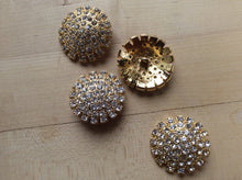 Load image into Gallery viewer, Gold Metal &amp; Rhinestone Button.   Price per Button
