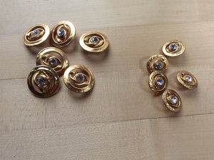 Gold Metal with Rhinestone Button     Price per Button