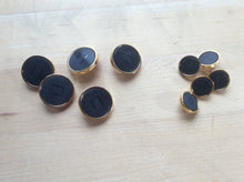 Load image into Gallery viewer, Designer Gold Rimmed Black Button.    Price per Button