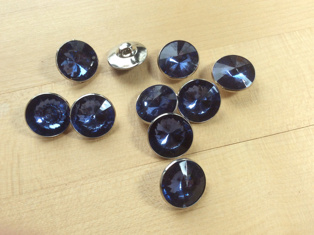 Blue Rhinestone Shank Button.   Price per Button