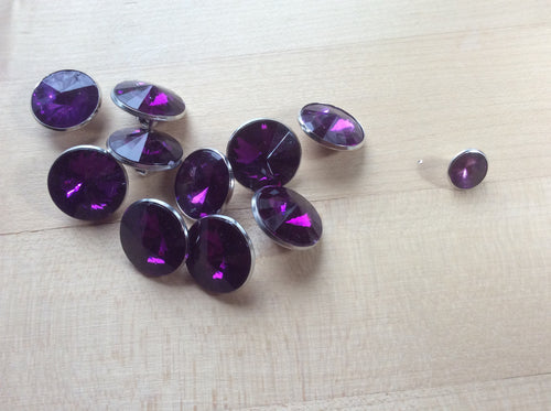 Purple Rhinestone Shank Button.   Price per Button