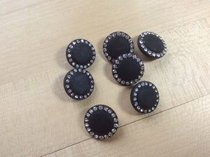 Black Glass Rhinestone Button      Price per Button
