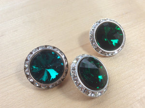 Emerald Green 1” Rhinestone Button      Price per Button