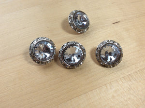 Silver Diamond Rhinestone Button     Price per Button
