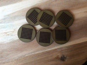 Khaki Green Grid Button.   Price per Button