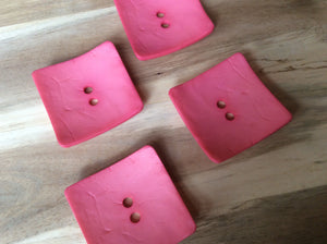 1 3/4" Pink Square Button.   Price per Button
