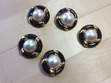 Load image into Gallery viewer, Gold &amp; Black Twist Pearl Button.   Price per Button