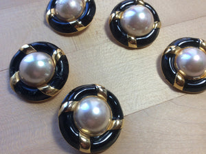Gold & Black Twist Pearl Button.   Price per Button