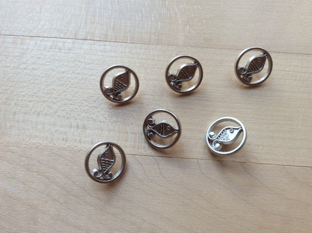 Brushed Silver Fish Button.   Price per Button