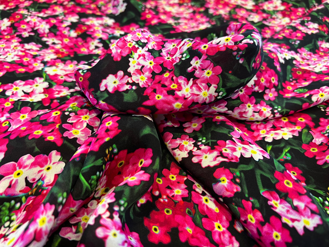 Neon Floral Garden 100% Silk Georgette.   1/4 Metre Price