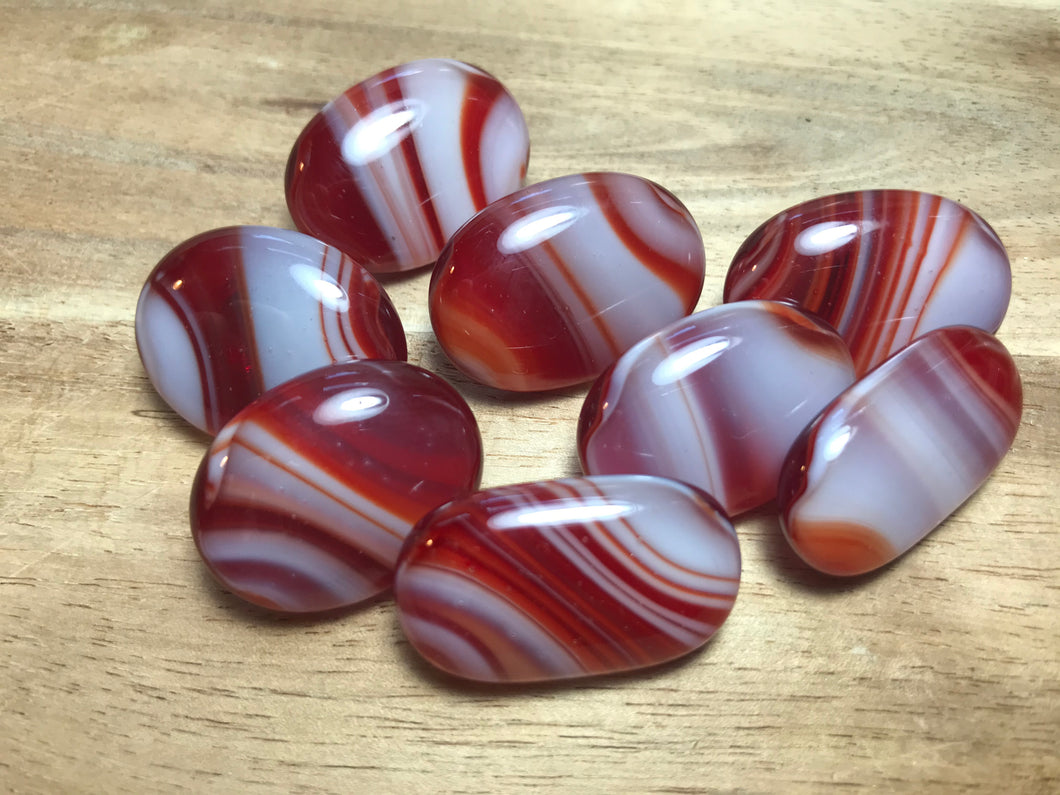 Red Mix Oval Glass Button