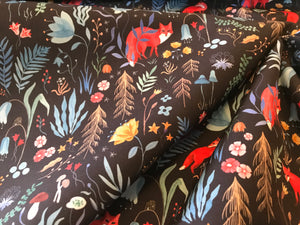 Red Fox in the Forest Soft Shell 94% Polyester 6% Elastane   1/4 Metre Price