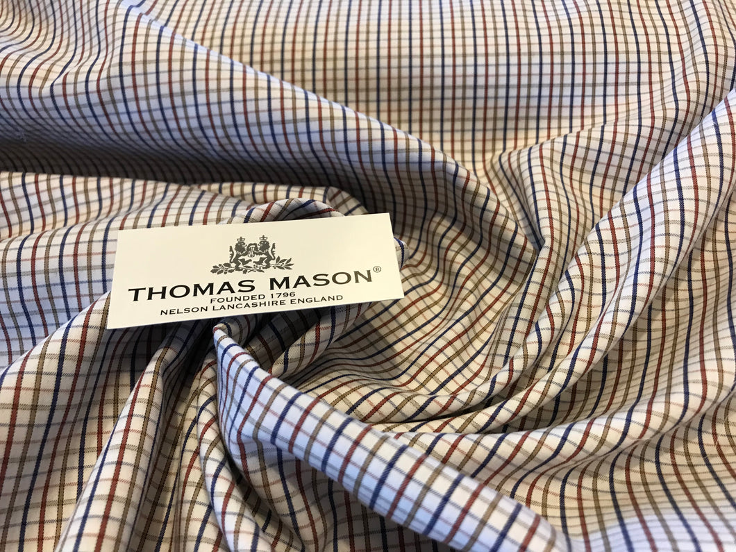 Blue, Red & Yellow Plaid Thomas Mason 100% Cotton Shirting  1/4 Meter Price