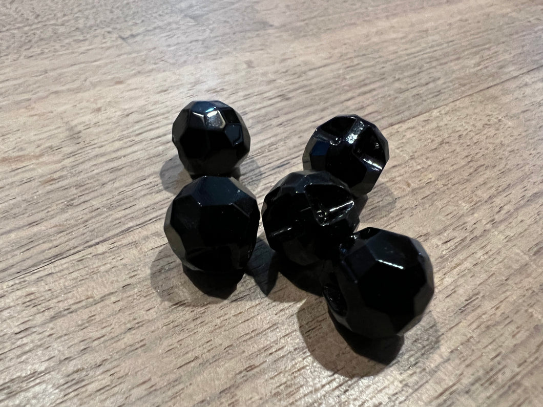 Beveled Black Glass Ball Button.   Price per Button