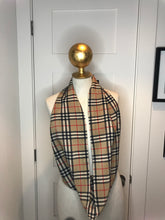 Load image into Gallery viewer, Designer Plaid 100% Silk Georgette Infinity Scarf