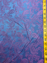 Load image into Gallery viewer, Periwinkle/ Shot Pink Viscose Paisley Lining.   1/4 Metre Price