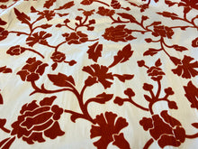 Load image into Gallery viewer, Tangerine Couture Flock 100% Silk with Velvet.  1/4 Metre Price